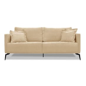 Sofá 2 Lugares Pé De Ferro Preto Rafaela 160 Cm Linho S04 - D`rossi Cor Dourado