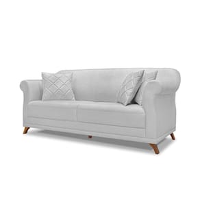 Sofá 2 Lugares Pé De Madeira Julieta 160 Cm Linho Grigio S04 - D`rossi
