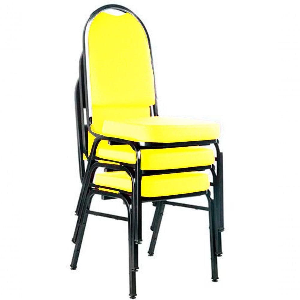 03 Cadeiras Para Hotel E Auditório Linha Hotel Amarelo