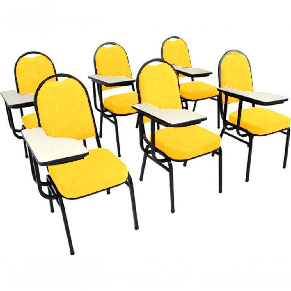 Kit Com 6 Cadeiras Para Auditórios Linha Hotel Amarelo