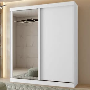 Guarda Roupa Lopas 02 Pts Zeine 2024 - 1Pt Glass E C/Pes Pvc Branco