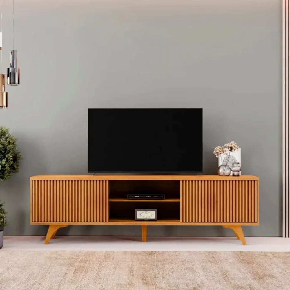 Rack Siena 02 Portas De Correr 1,80 - Naturalle - Mavaular