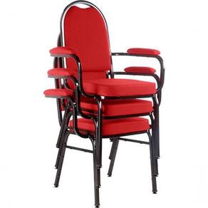 Kit Com 3 Cadeiras Para Auditório Linha Hotel Vermelho