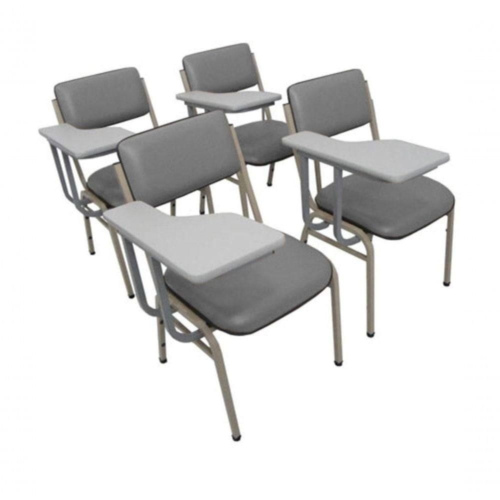Kit Com 4 Cadeiras Para Auditórios Linha Hotel Smart Cinza