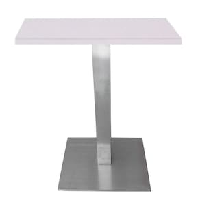 Mesa Alpha Inox 77,50 Cm (altura) Com Tampo Em Mdp Quadrado 70 Cm Branco