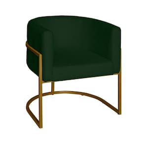 Poltrona Base Industrial Dourado Sala De Estar Lety Veludo S05 - D`rossi Cor Verde