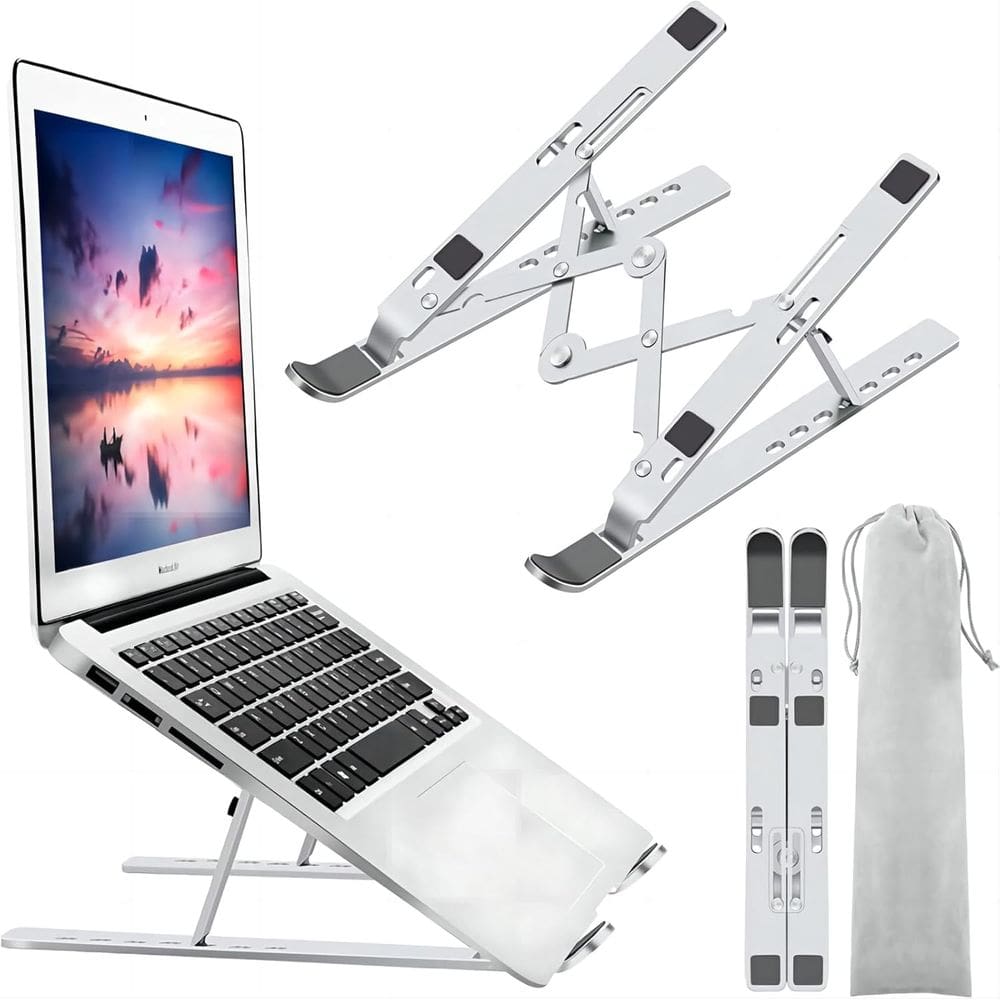Suporte Para Notebook Base Ajustável Dobrável de Alumínio Ergonômico Ajustável Fino Portátil