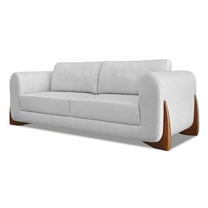 Sofá 2 Lugares Base De Madeira Clarissa 160 Cm Linho S04 - D`rossi Cor Grigio