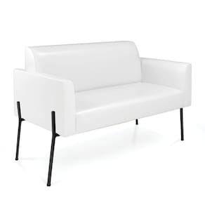 Sofá Namoradeira 2 Lugares Pé De Ferro Preto Para Sala Marisa Corano D03 - D`rossi Cor Branco