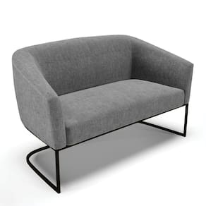 Sofá Namoradeira 2 Lugares Base Industrial Preto Stella Linho D03 - D`rossi Cor A26 Gafite