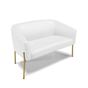 Sofá Namoradeira 2 Lugares Pé De Ferro Dourado Stella Corino D03 - D`rossi Cor Branco