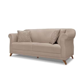 Sofá 2 Lugares Pé De Madeira Julieta 180 Cm Linho Areia S04 - D`rossi