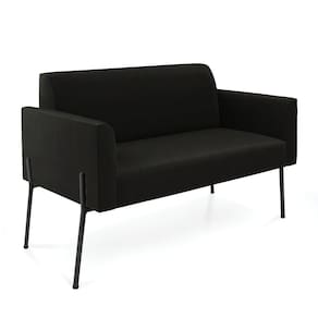 Sofá Namoradeira 2 Lugares Pé De Ferro Preto Marisa Suede D03 - D`rossi Cor Preto