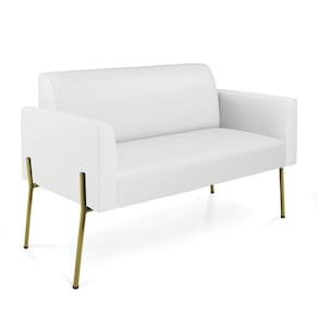 Sofá Namoradeira 2 Lugares Pé De Ferro Dourado Marisa Corino Branco D03