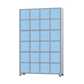 Armário Roupeiro De Aço 24 Portas Para Vestiário Academia Locker Azul Claro com Chave