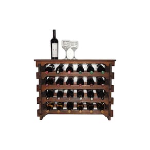 Adega Madeira Vinho 24 Garrafas Mesinha Cor Imbuia C06