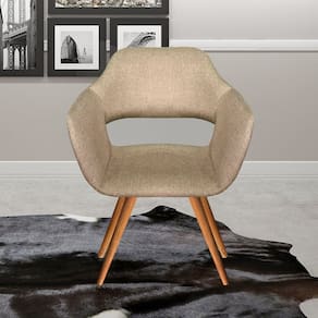 Poltrona Decorativa Zara Pés Palito Sala Recepção Marrom