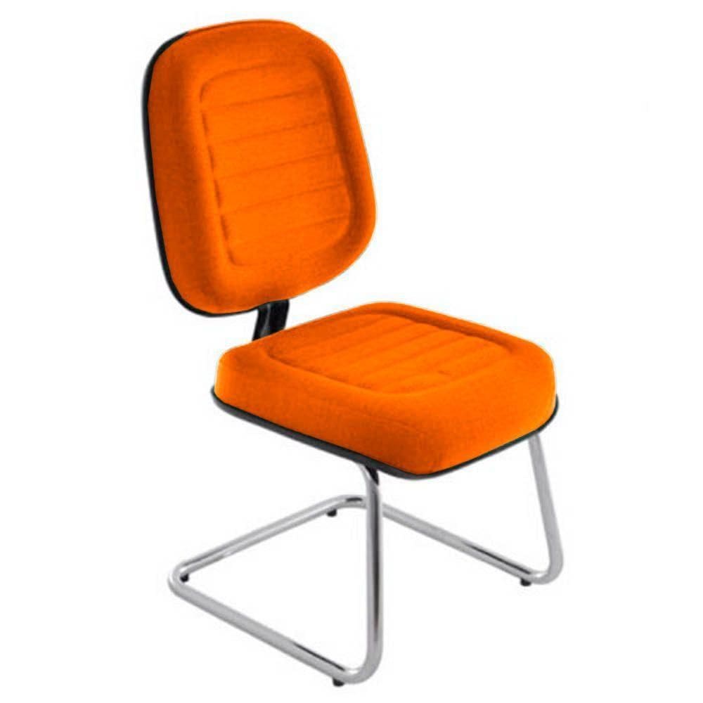Cadeira Diretor Para Escritório Cromada Linha Blenda Laranja