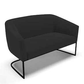 Sofá Namoradeira 2 Lugares Base Industrial Preto Stella Veludo D03 - D`rossi Cor Preto