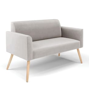Sofá Namoradeira Pés Palito Natural Marisa Veludo D03 - D\`rossi Cor Cinza