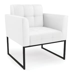 Poltrona Elisa Corino Branco Base Metálica Industrial Preto - D`rossi