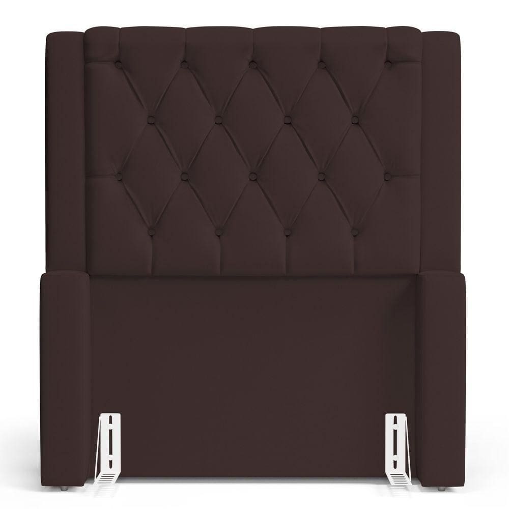 Cabeceira Atena Para Cama Box Solteiro 90cm Capitonê Com Frame Suede Marrom - Desk Design