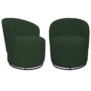 Kit 02 Poltronas Decorativas Giratórias Sala De Estar Recepção Valentina Linho - Amarena Móveis Cor Verde