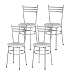 Conjunto 4 Cadeiras Epoxi Cinza Para Cozinha Cor:branco
