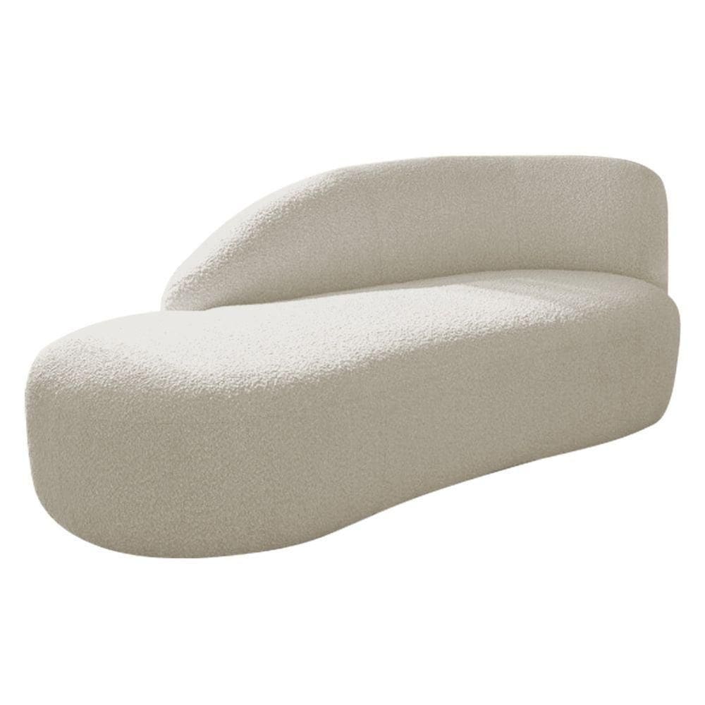 Divã Recamier Luna 140cm Lado Esquerdo Bouclé - Doce Sonho Móveis Cor Bege