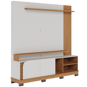Estante Painel Para Tv 75 Pol Madrid C05 Off White Matte Freijó Mpozenato