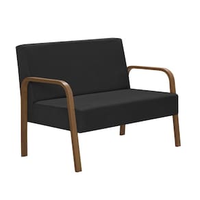 Poltrona 2 Lugares Jade Braço Madeira Dsalla Suede