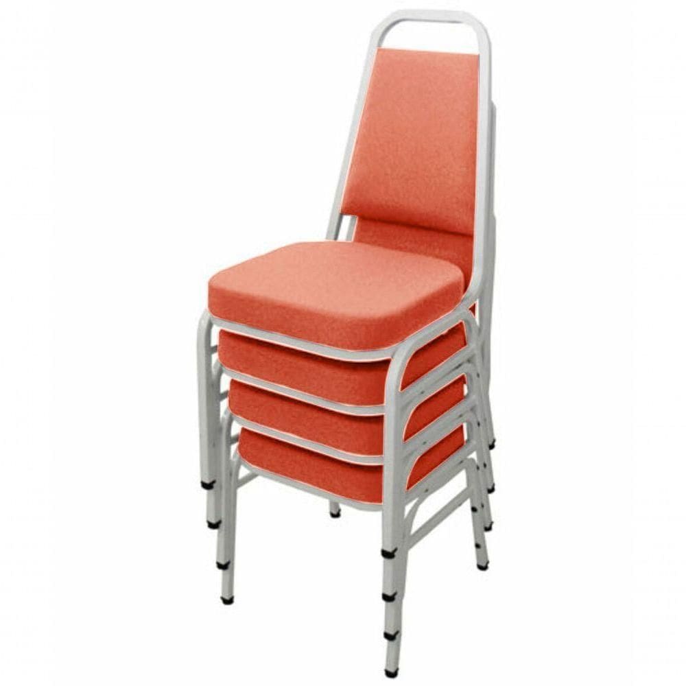 Kit Com 4 Cadeiras Empilháveis Linha Hotel Plus Vermelho