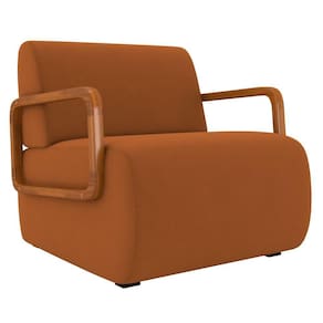 Poltrona Decorativa Orgânica Para Sala Belarus K04 Veludo Telha Mpozenato