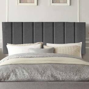 Painel Estofada Carla 100cm Solteiro Para Cama Box Quarto Linho Cinza - Gat Magazine