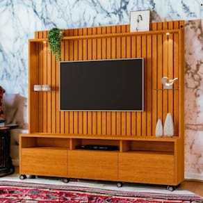 Estante Home Tvs 60 4 Portas Absoluto Naturalle Ripado Carmolar