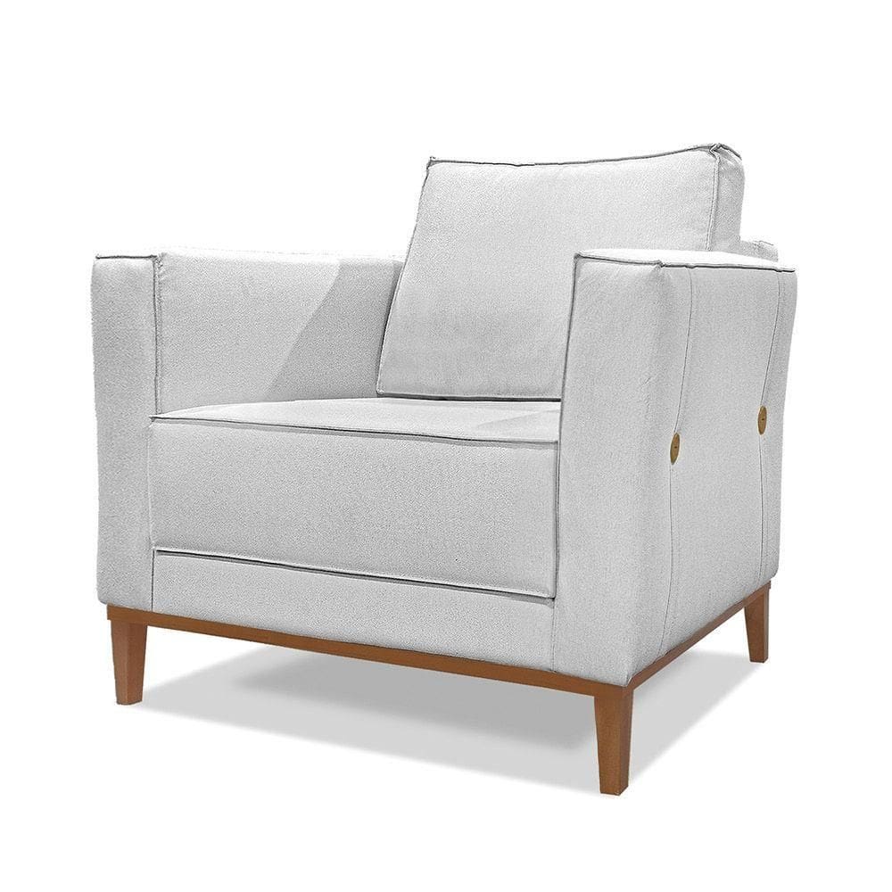 Poltrona Base De Madeira Sala De Estar Grace Linho S04 - D`rossi Cor Grigio