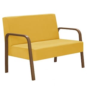 Poltrona 2 Lugares Jade Braço Madeira Dsalla Suede