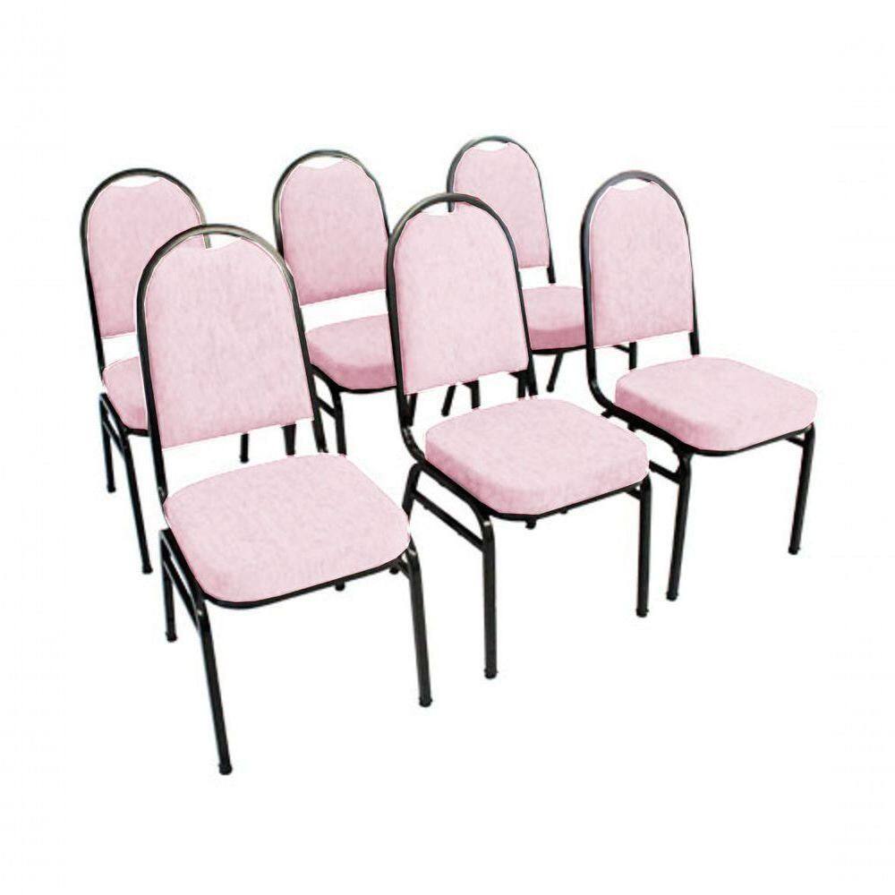 Kit Com 6 Cadeiras Para Auditórios Linha Hotel Rosa