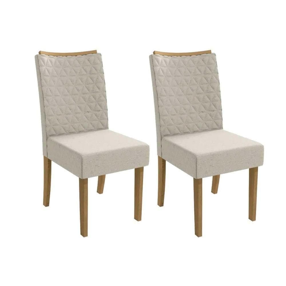 Cadeira Sala De Jantar 2cad129fr Kit 2 Un Freijo/linho Bege Claro A058 - Kappesberg