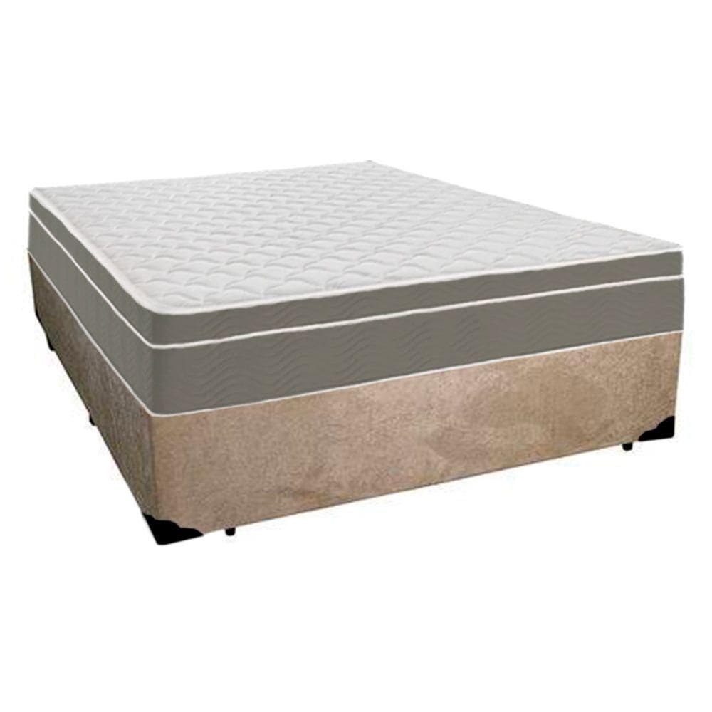 Cama Box Casal Suede + Colchão Sereneprime Molas Ensacadas 138x188x65 Cor:bege