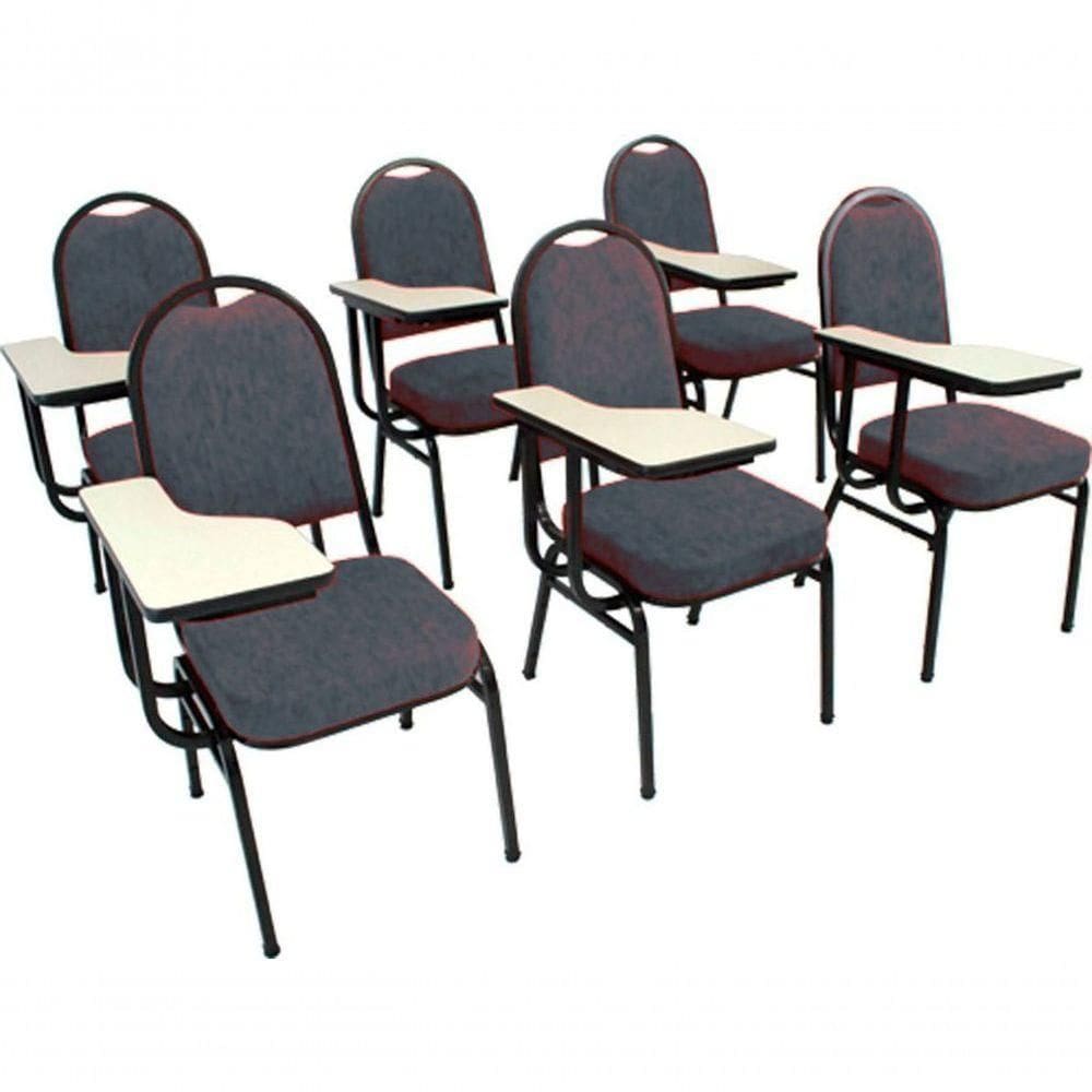 Kit Com 6 Cadeiras Para Auditórios Linha Hotel Cinza