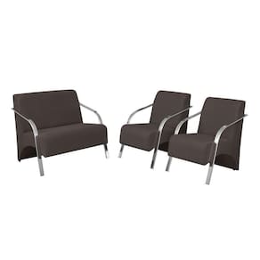 ConjPoltronas 1 Dois Lugares 2 Um Lugar Braços Em Alumínio 1 Namoradeira 2 De Um Lugar Suede