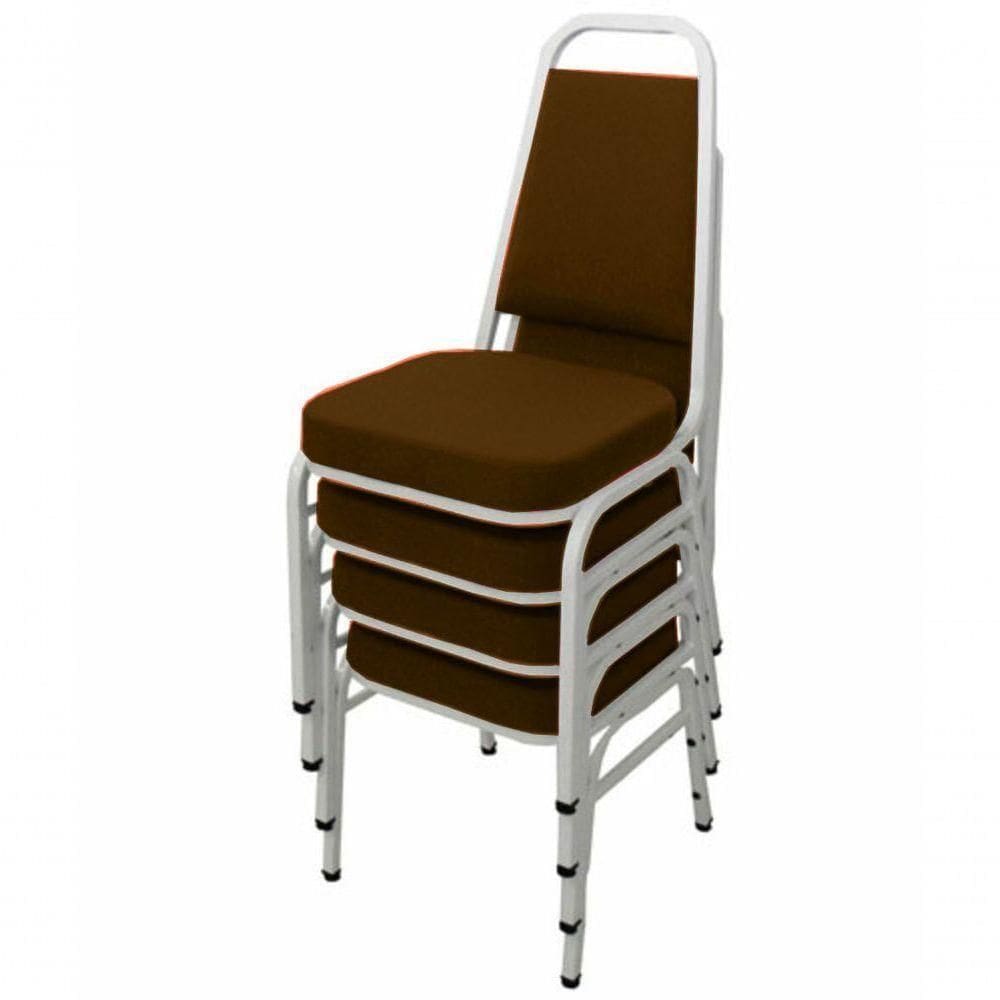 Kit Com 4 Cadeiras Empilháveis Linha Hotel Plus Marrom