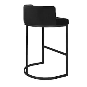 Banqueta Alta Estofada Estrutura Aço Carbono Belly Ii Base Preto 75cm Suede Preto