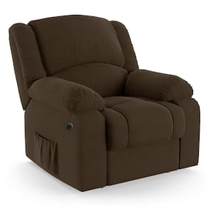 Poltrona Do Papai Reclinável Melim Power Elétrica Massagem Veludo Marrom Fh1 - D`rossi