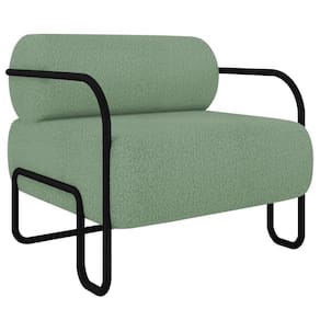 Poltrona Decorativa Para Sala Industrial Kira K04 Bouclê Oliva Mpozenato