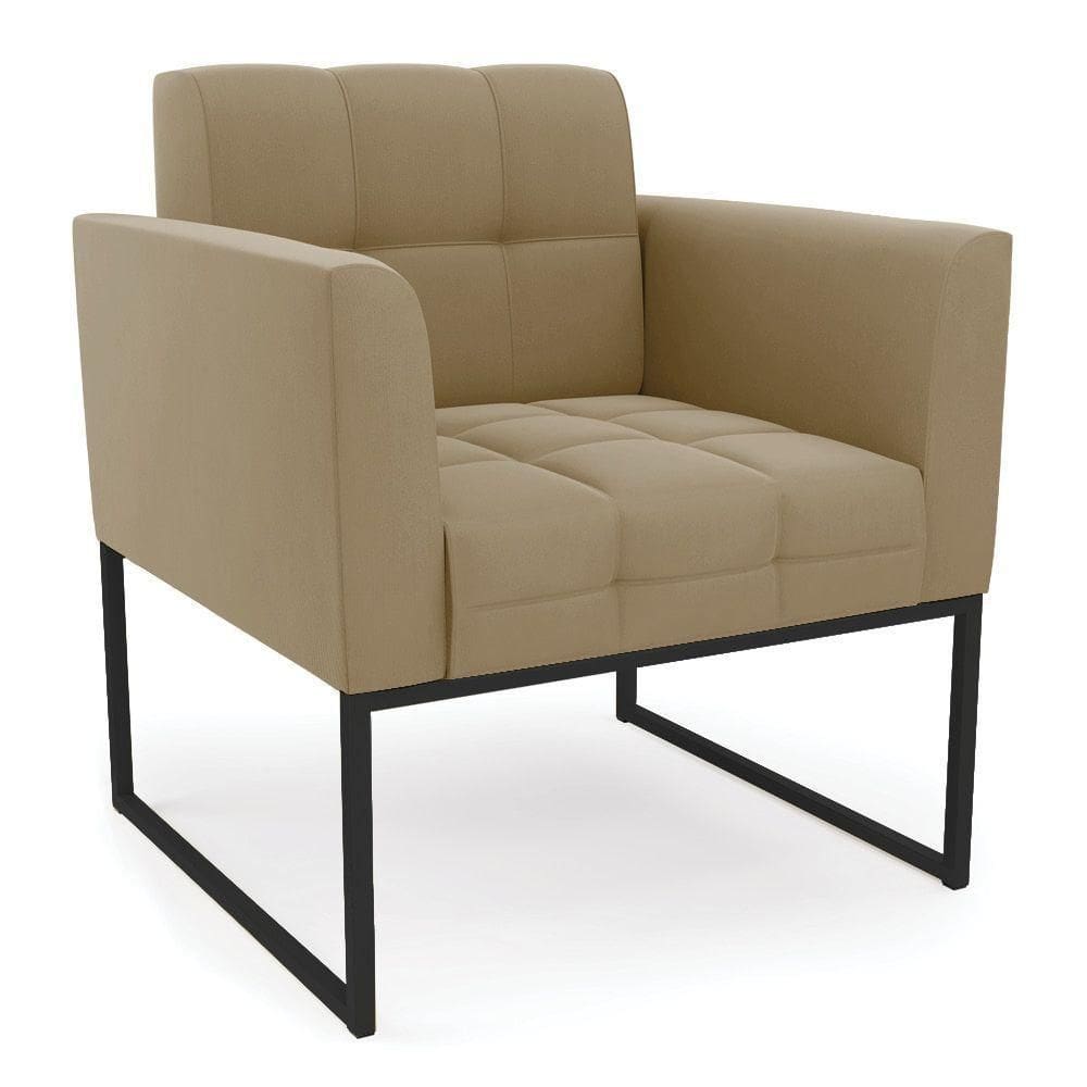 Poltrona Elisa Suede Marrom Rato Base Metálica Industrial Preto - D`rossi
