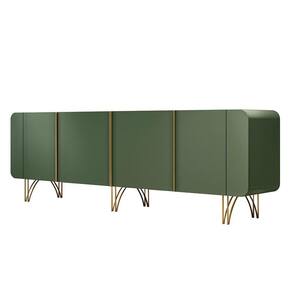 Aparador Buffet Pé Em Aço Dourado Anabelle 220 Cm Verde Pistache H01 - D`rossi