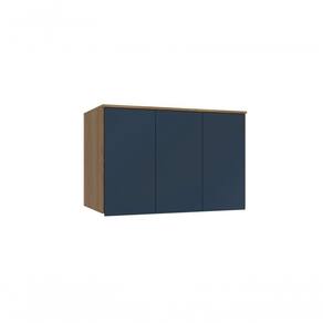Armário Aéreo 3 Portas Kappesberg Adapt Nogueira/azul Profundo 105cm