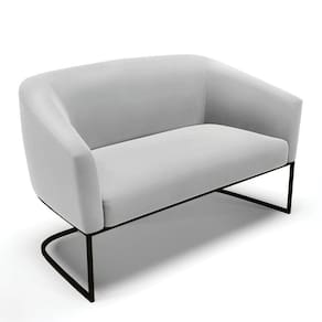 Sofá Namoradeira 2 Lugares Base Industrial Preto Stella Suede D03 - D`rossi Cor Cinza